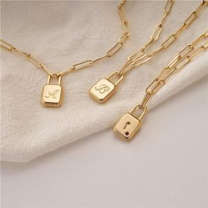 14K Gold Plated Adjustable Paperclip Chain Dainty Lock Necklace